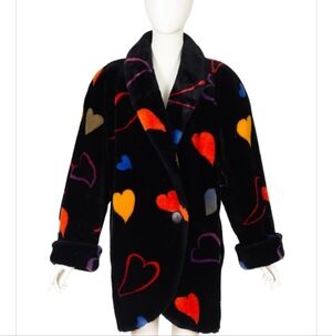Vintage Heart Faux Fur Coat